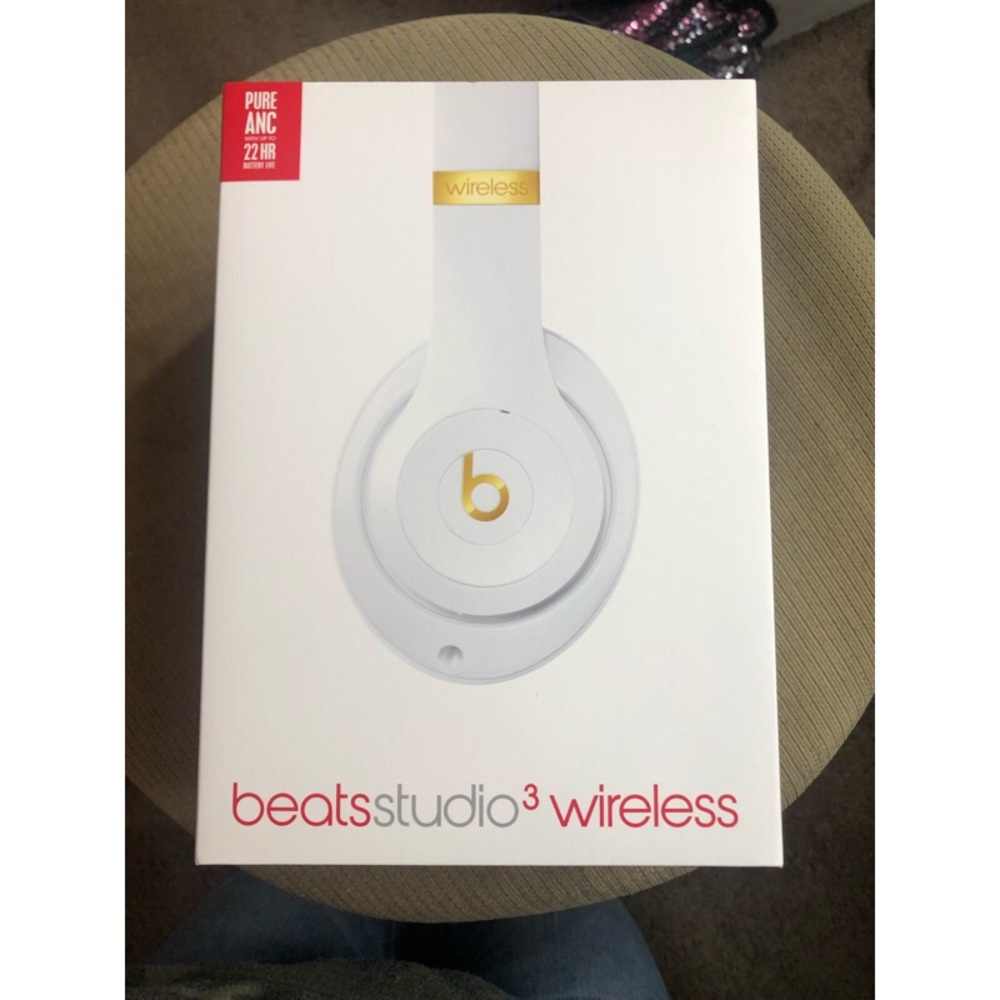White and gold beats studio wireless